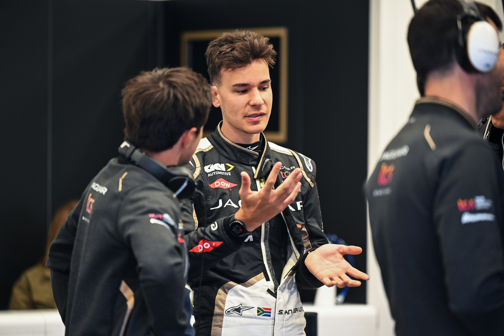 BERLIN TEMPELHOF AIRPORT, GERMANY - APRIL 24: Sheldon van der Linde, Jaguar TCS Racing during the Berlin Rookie Test at Berlin Tempelhof Airport on Monday April 24, 2023 in Berlin, Germany. (Photo by Simon Galloway / LAT Images)