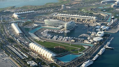 Aerial view at Formula One World Championship, Rd19, Abu Dhabi Grand Prix, Race, Yas Marina Circuit, Abu Dhabi, UAE,