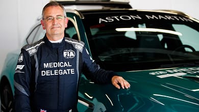 CIRCUIT DE BARCELONA-CATALUNYA, SPAIN - MAY 19: Dr Ian Roberts poses with the Aston Martin DBX medical car during the Spanish GP at Circuit de Barcelona-Catalunya on Thursday May 19, 2022 in Barcelona, Spain. (Photo by Zak Mauger / LAT Images)