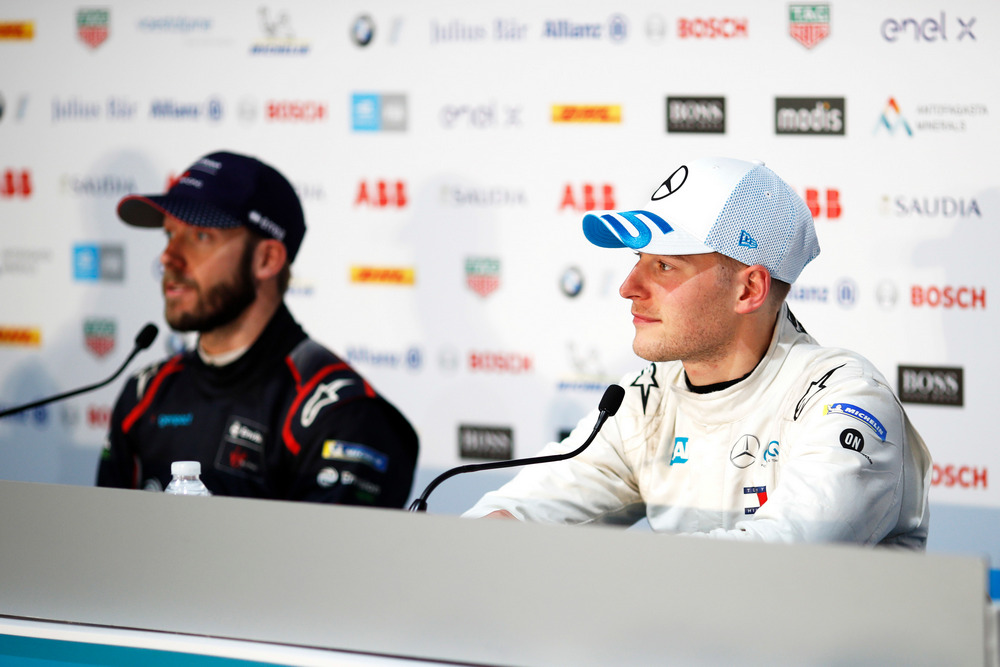 RIYADH STREET CIRCUIT, SAUDI ARABIA - NOVEMBER 22: Stoffel Vandoorne (BEL), Mercedes Benz EQ Formula, in the press conference during the Diriyah E-prix I at Riyadh Street Circuit on November 22, 2019 in Riyadh Street Circuit, Saudi Arabia. (Photo by Joe Portlock / LAT Images)